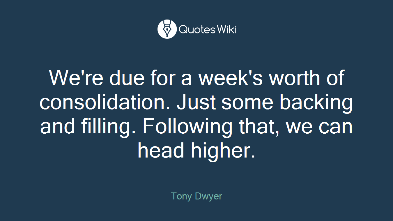 We're due for a week's worth of consolidation. Just some backing and filling. Following that, we can head higher.