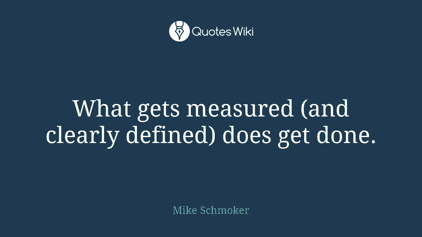 What gets measured (and clearly defined) does get done.