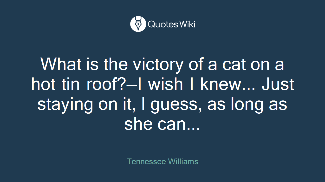 What is the victory of a cat on a hot tin roof?—I wish I knew... Just staying on it, I guess, as long as she can...