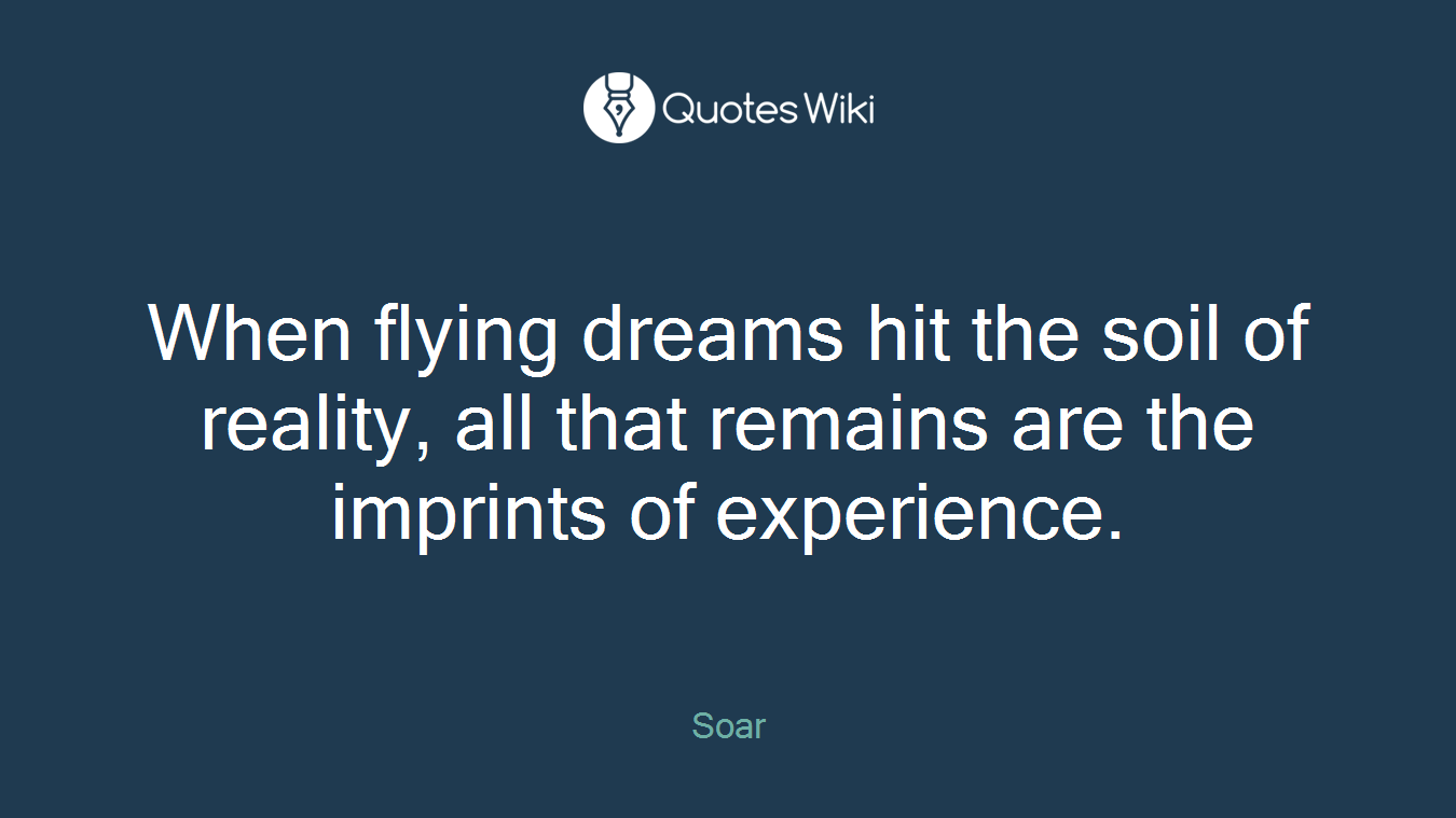 When flying dreams hit the soil of reality, all that remains are the imprints of experience.