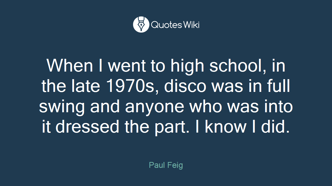 When I went to high school, in the late 1970s, disco was in full swing and anyone who was into it dressed the part. I know I did.