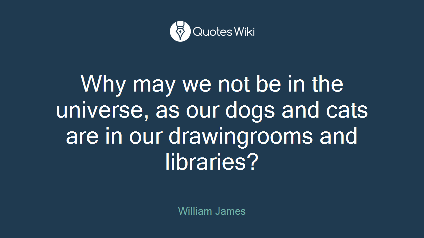 Why may we not be in the universe, as our dogs and cats are in our drawingrooms and libraries?