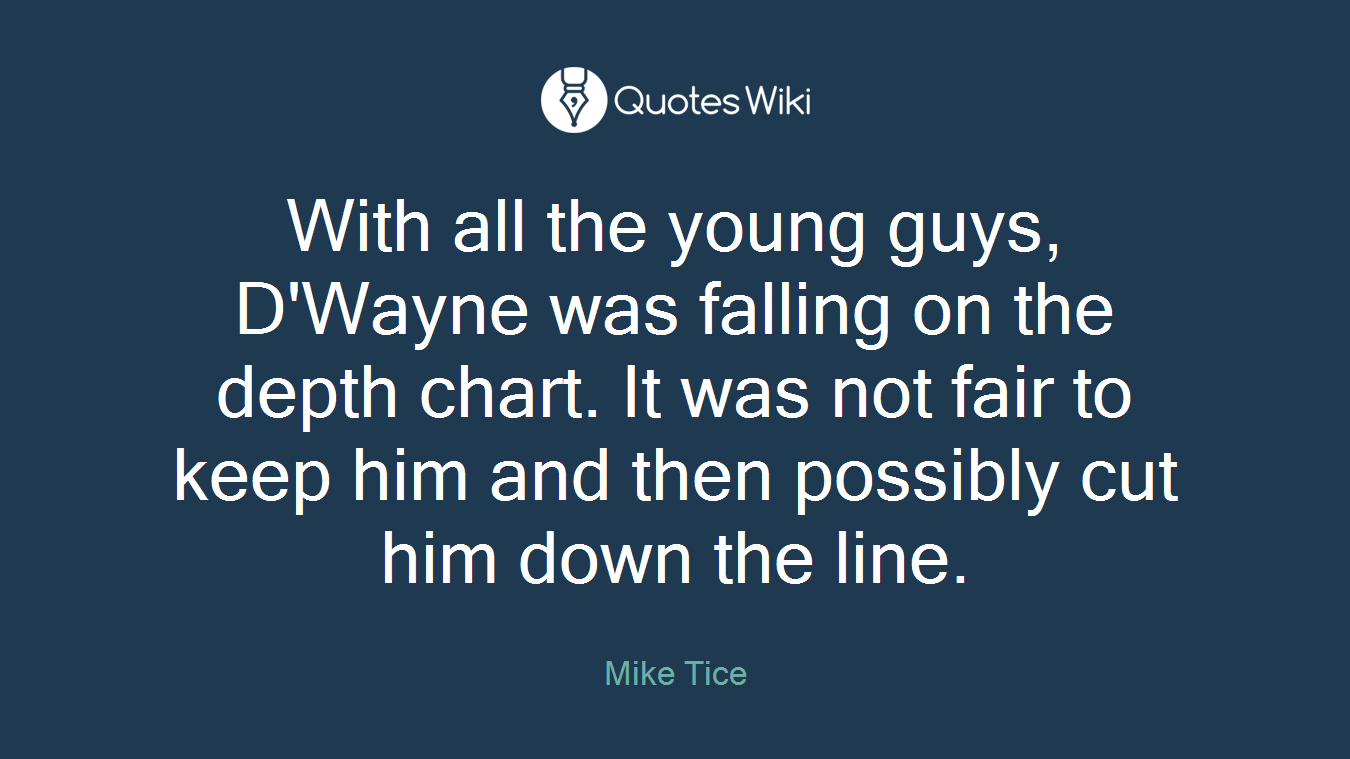 With all the young guys, D'Wayne was falling on the depth chart. It was not fair to keep him and then possibly cut him down the line.