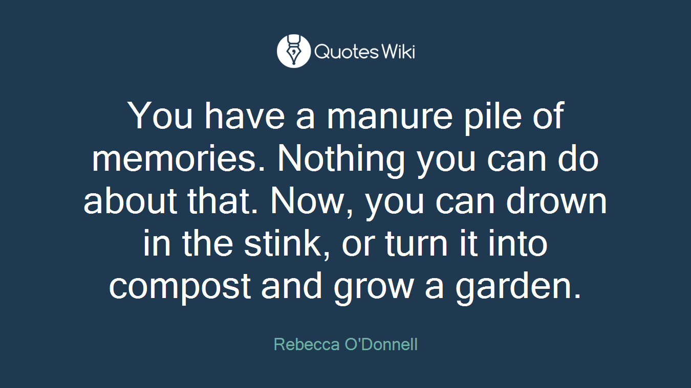 You have a manure pile of memories. Nothing you can do about that. Now, you can drown in the stink, or turn it into compost and grow a garden.
