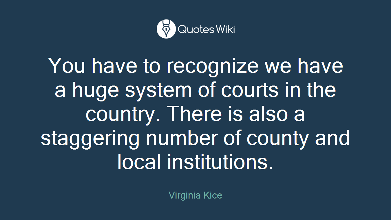 You have to recognize we have a huge system of courts in the country. There is also a staggering number of county and local institutions.